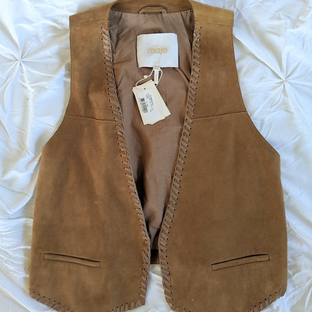 Maje Suede Camel Vest